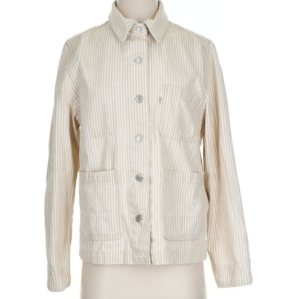 Levi's yellow/Beige white Striped Utility Chore Coat Jacket
